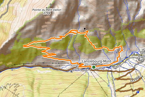 Carte de la trace Le Cuchet, par la piste, descente par la Pramaria et les Champs..gpx