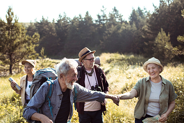 randonnée, seniors, social