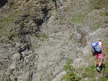 A droite de la photo, une ravine un peu dÃ©licate Ã  traverser