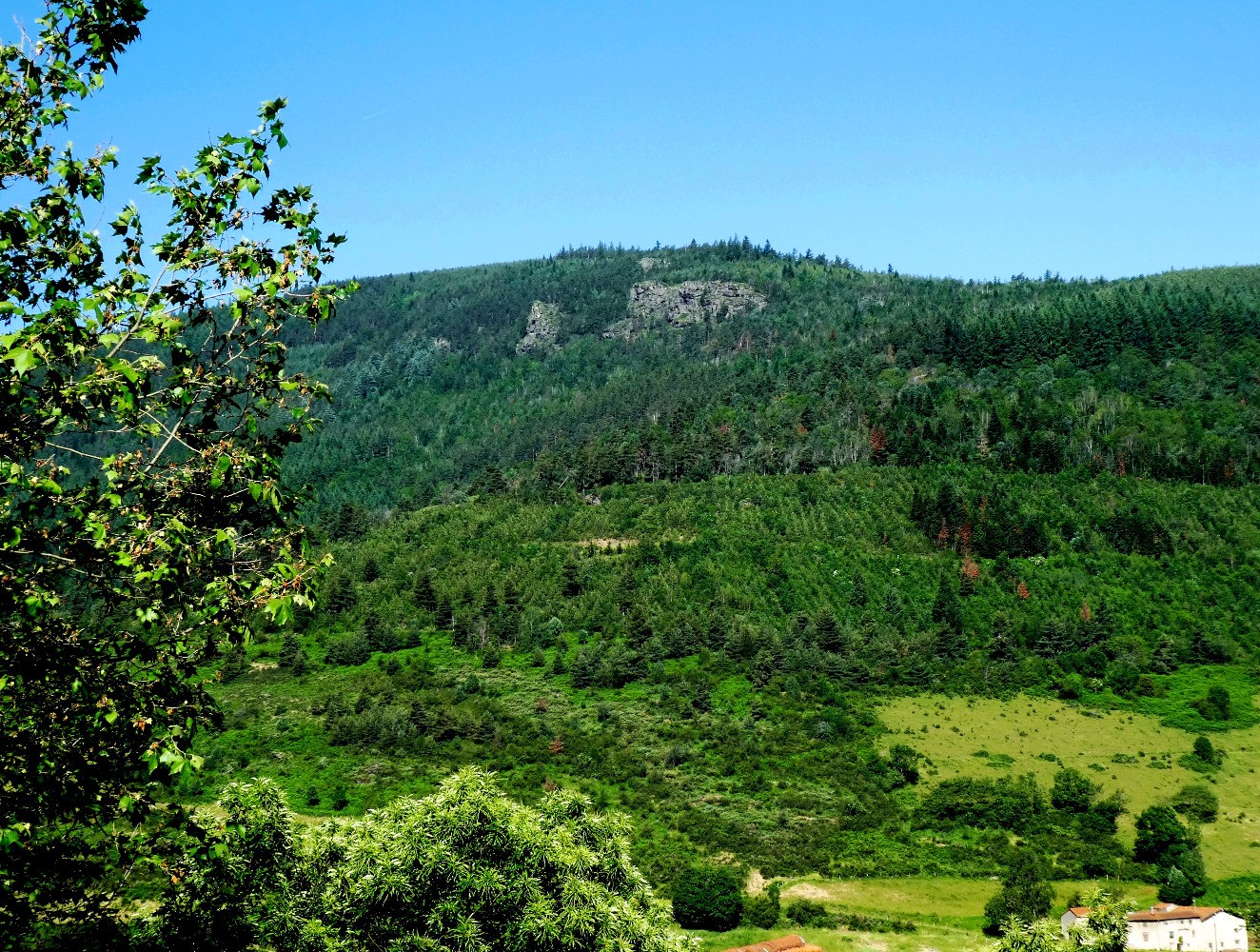 Versant Est de la vallÃ©e du Ban, avec la Roche de la Rivoire bien visible