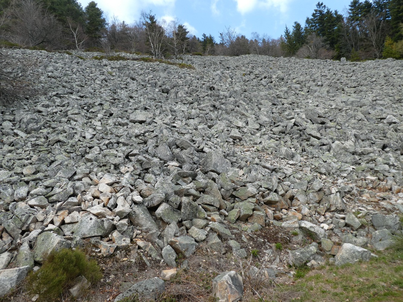 Sur la piste, au pied du grand chirat de montÃ©e vers le Chirat Rochat