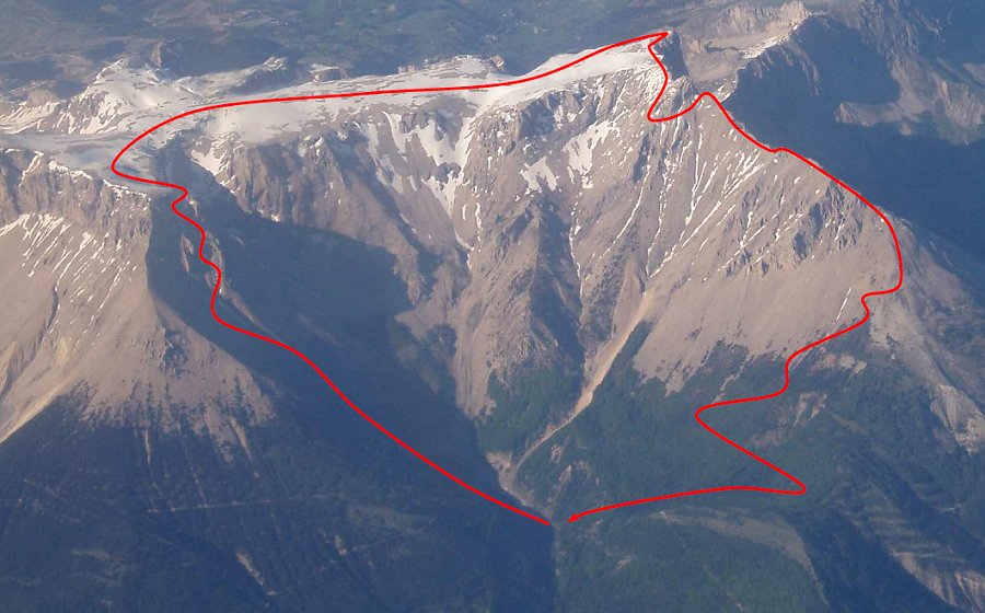 Cirque mérional de Bure, vue d'avion (de ligne !)