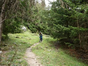 Le Cuchet, descente en VTT par le chemin du  bois de Pramania et des champs.