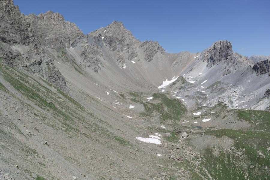 En face le col de Ciaslaras, vu du col Infernetto