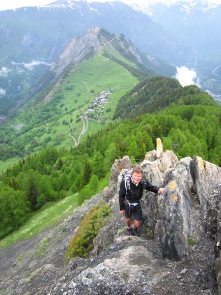 En haut du passage rocheux