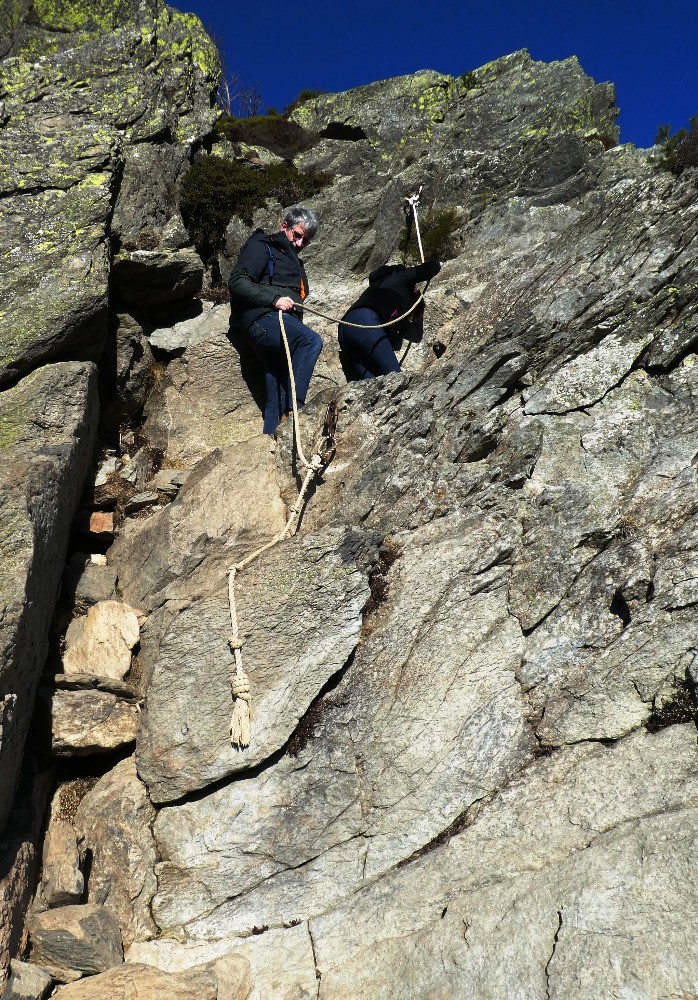 En fin de descente (passage raide)