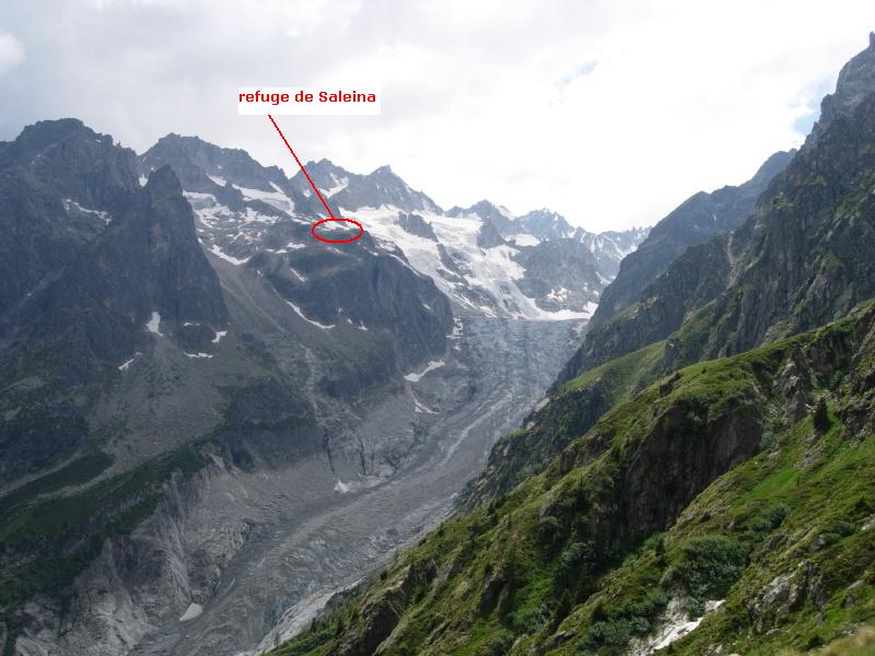 Glacier et refuge de Saleina
