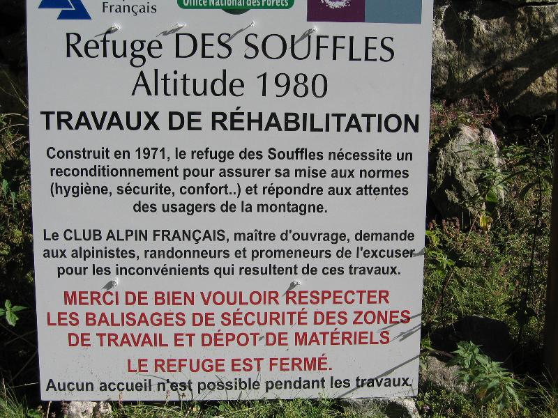 Info refuge des Souffles