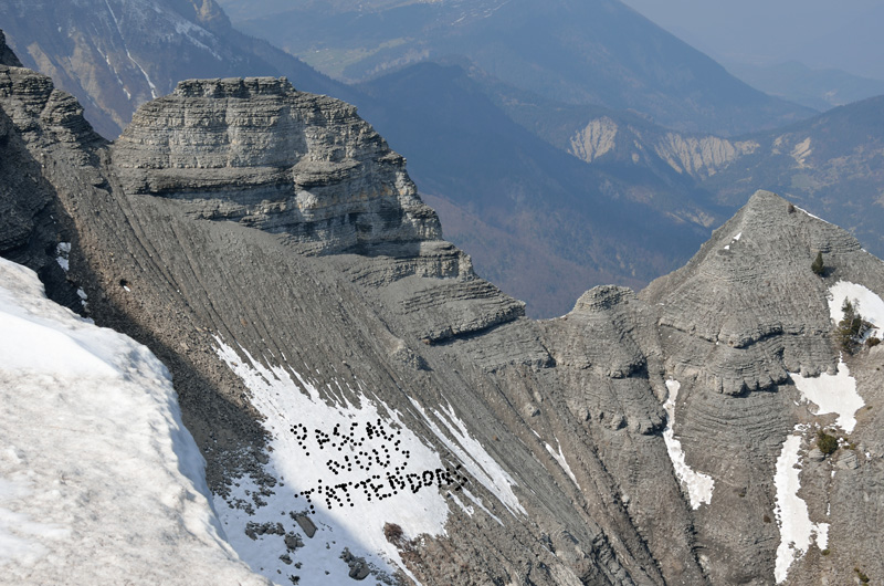 Inscription dans le ravin des Arches