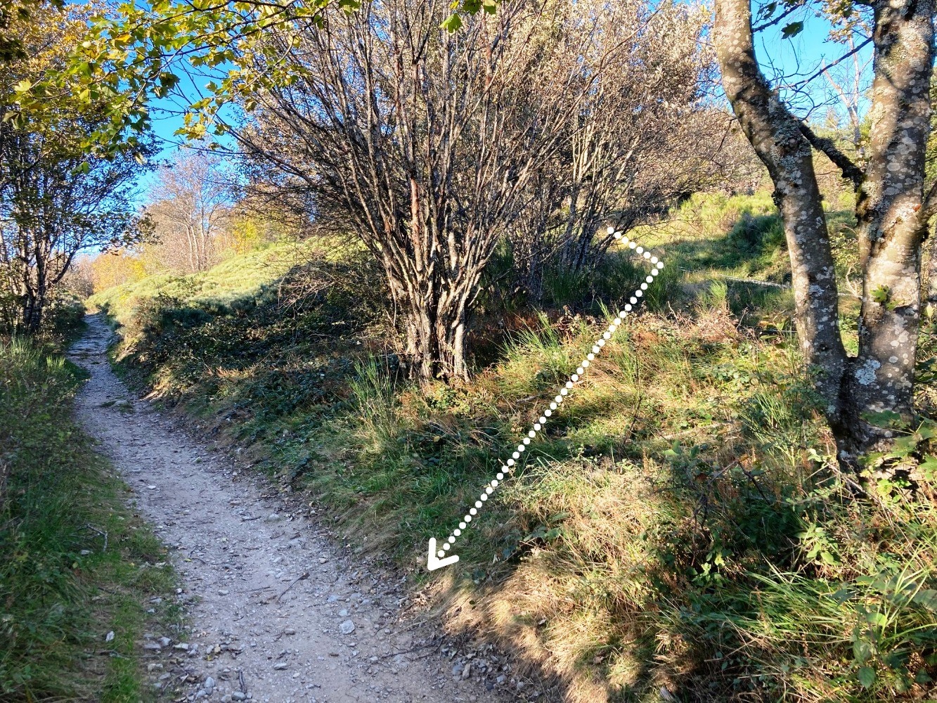 Jonction entre l'itinéraire de descente et le GR7