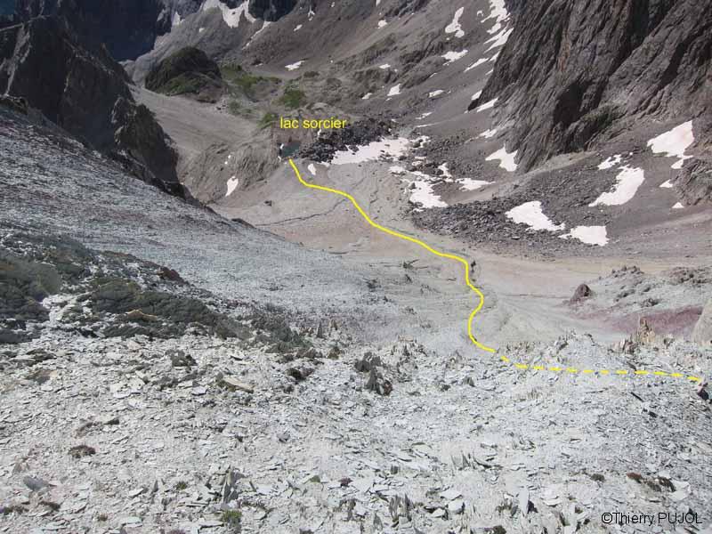 La zone de schistes tranchants à éviter