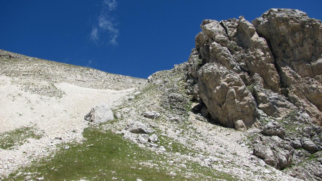 Le passage le plus pratique vers la crête.