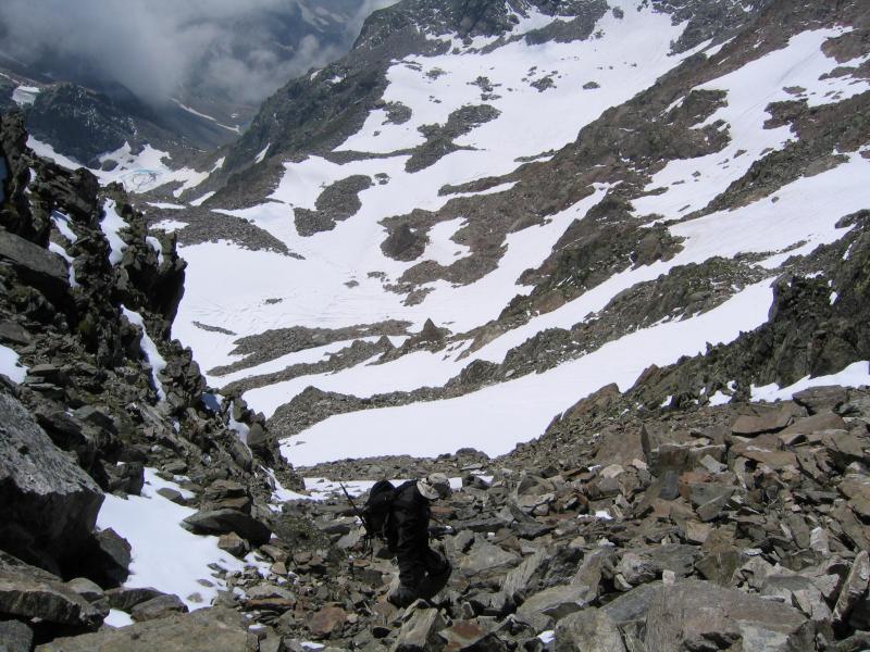 le haut du couloir.