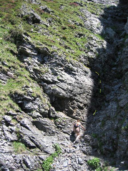 Passage sur la vire supérieure
