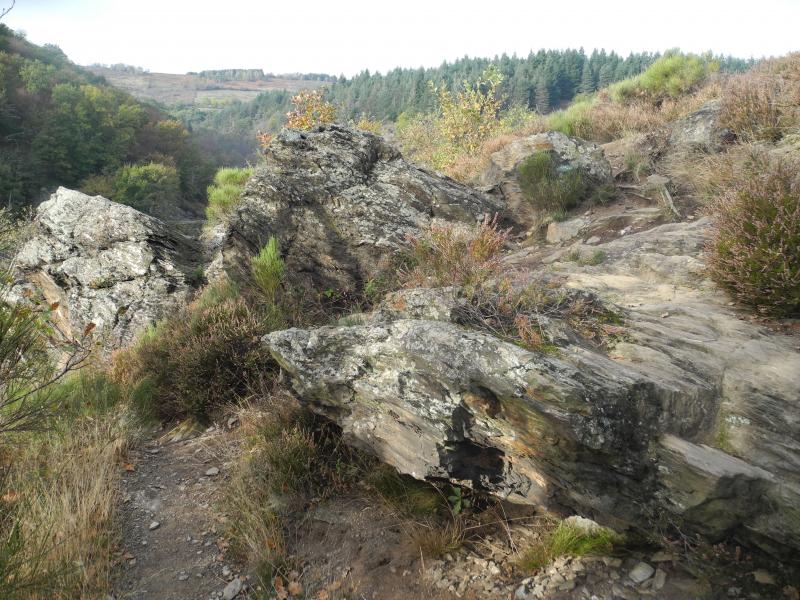 Rochers sur le sentier rive droite