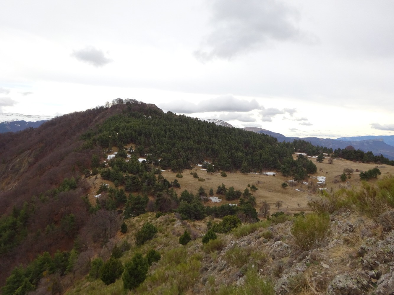 Replat de la bergerie de Bane vu du dÃ©but de la crÃªte sud du Parustre