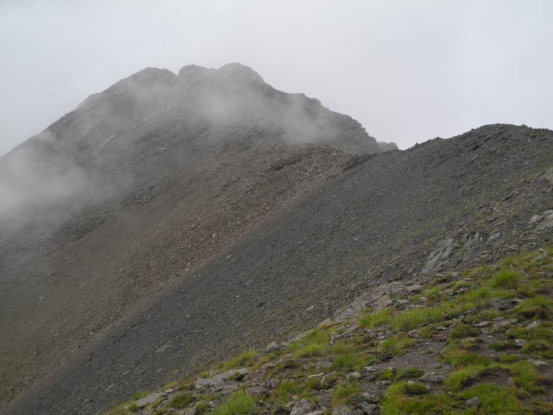 Sur la crête de descente
