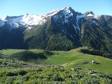 De belles prairies  sous les sommets enneigés