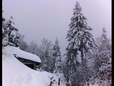 Cabane sous la neige