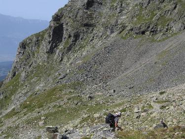 Accès à la vire versant lac blanc