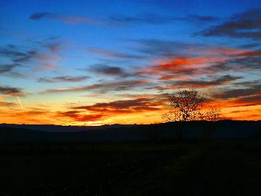 Soleil couchant sur la Huche Plate
