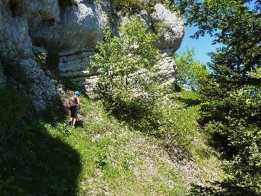Sur la vire du Platary : falaise joufflue