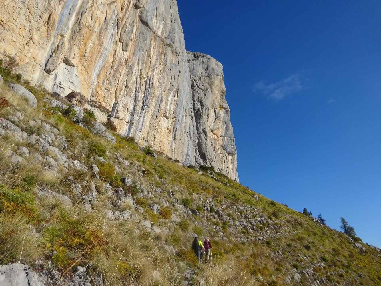 Sur le sentier sous la falaise