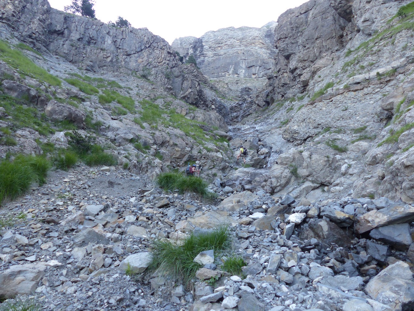 Le couloir d'attaque sur le chemin des Ponches