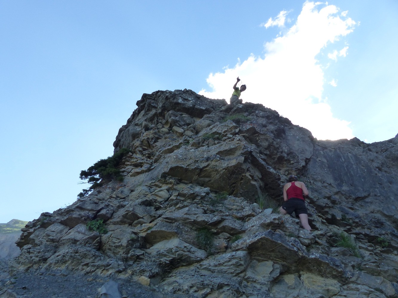 Charly en haut du "crux"