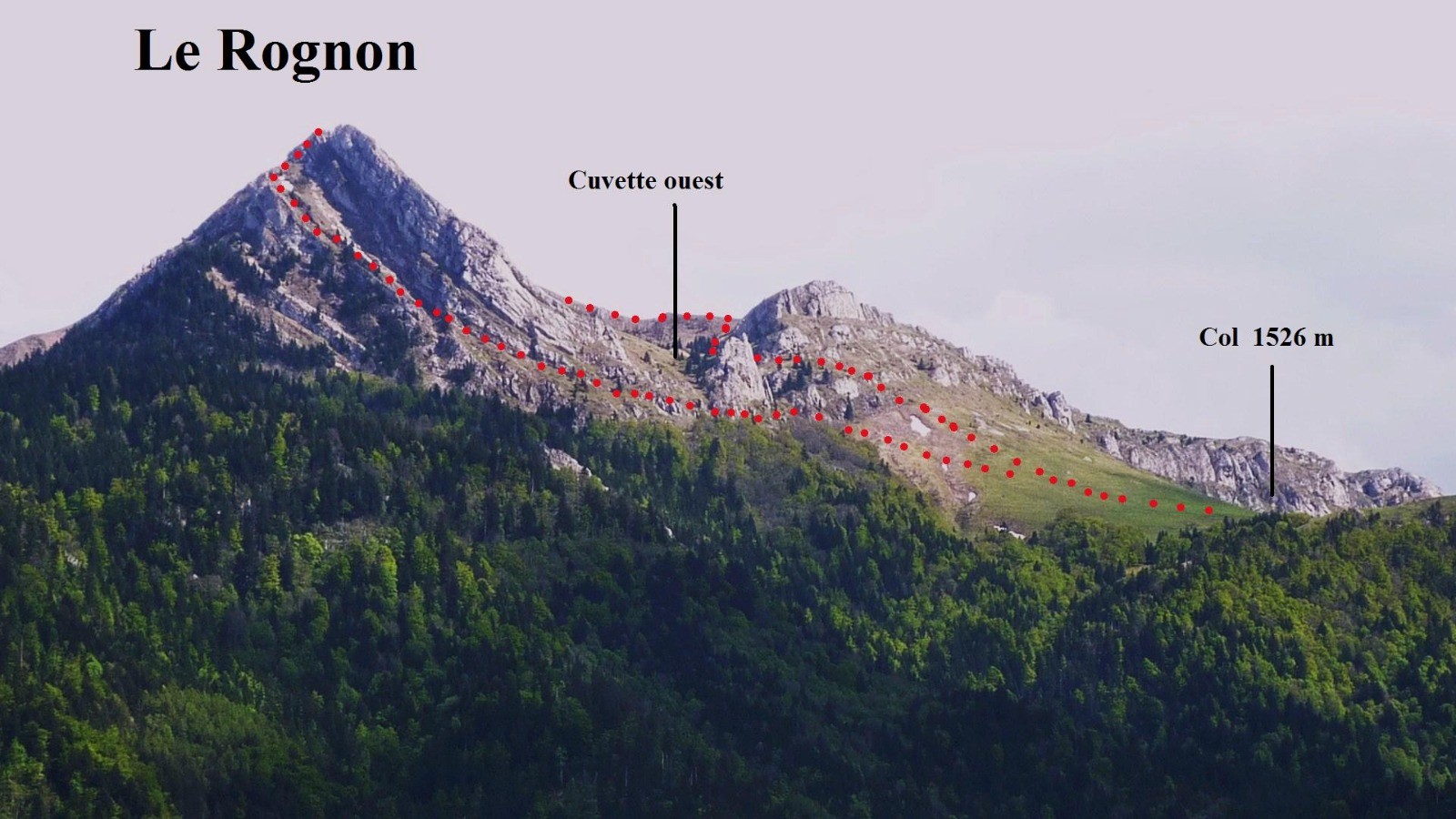 TracÃ© large de l'itinÃ©raire du versant nord du Rognon