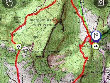 Trace du tour de l’Eperrimont, variante du topo 