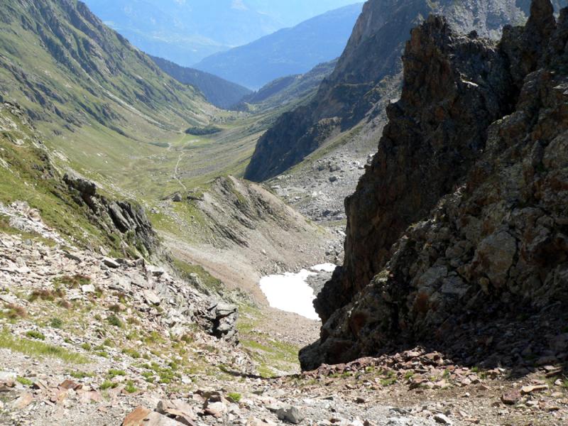 Vue arrière du trajet de montée
