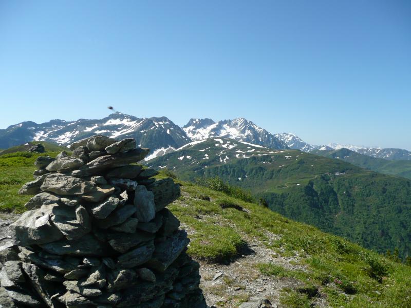 Vue sur le Sud et les sauvages sommets Nord