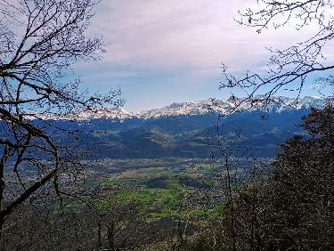 Apercu de Belledonne Ã  travers les branches en bourgeon 